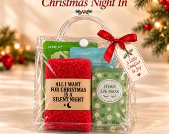 Christmas Self Care Gift for Mom, New Mom Gift, Relaxation Gift Set with Fuzzy Socks & Face Masks, Coworker Gift for Women