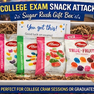 College Care Package Candy Gift Box – Exam Snack Gift, Study Care Package, College Student Gift, Finals Week Snack Box