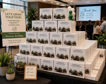 Corporate Team building kit activity, Bulk DIY Terrarium Kits, Employee Appreciation, Office Workshop Conference Favor, Corporate Event
