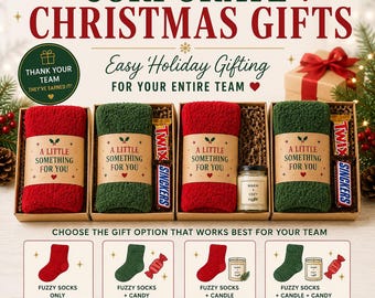 Corporate Christmas Gifts for Employees, Bulk Employee Holiday Gifts, Staff Christmas Gift, Coworker Gifts, Fuzzy Socks Gift