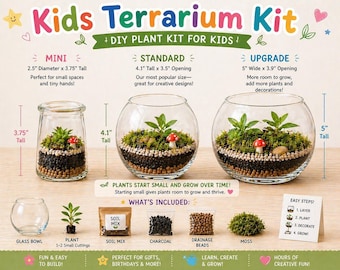 Kids Terrarium Kit – DIY Plant Kit for Kids, STEM Gardening Activity, Educational Plant Kit, Mini Garden Kit, Nature Craft Gift Description