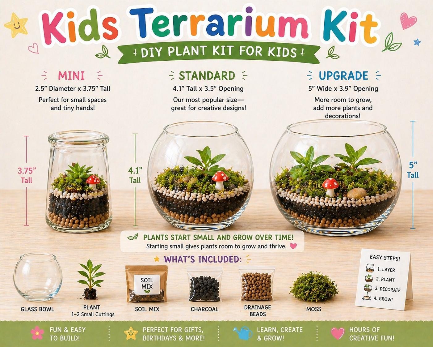 36 DIY Nature Crafts for Kids 14 Kids Terrarium Kit - DIY Plant Kit for Kids, STEM Gardening…