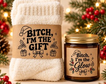 Funny Christmas Fuzzy Socks, Stocking Stuffer, White Elephant Gift, Secret Santa Gift for Her