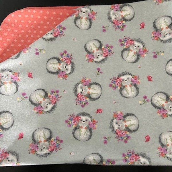 Hedgehog Flannel Receiving Blanket - Reserved for Hannah