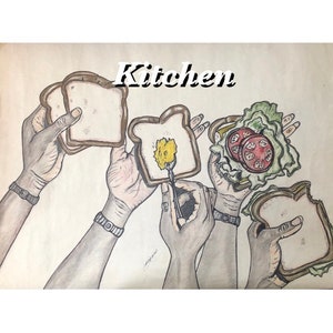 Sandwich drawing, Tomato drawing, Realistic drawing, Food preparation, Food Illustration, Original drawing, Food, Food Preparation, Food art