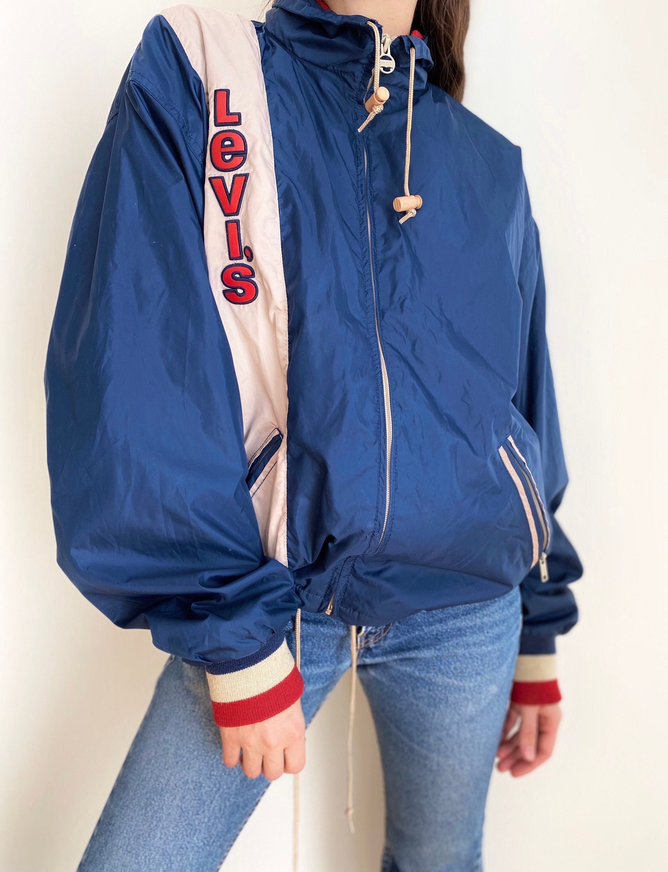 Vintage 80s 90s Levis Nylon Jacket Blue White Red Levis Athletic Sport Coat Athleisure Rain Jacket Unisex Track Jacket Etsy