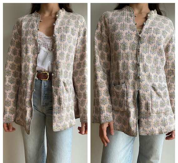 Vintage reversible floral quilted jacket / pastel… - image 6