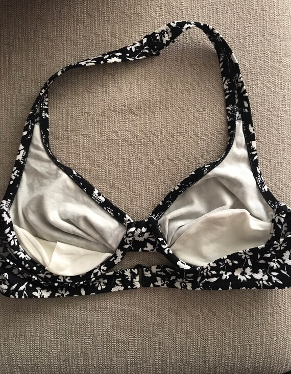 Vintage floral bikini top / retro 50s look halter bla… Gem