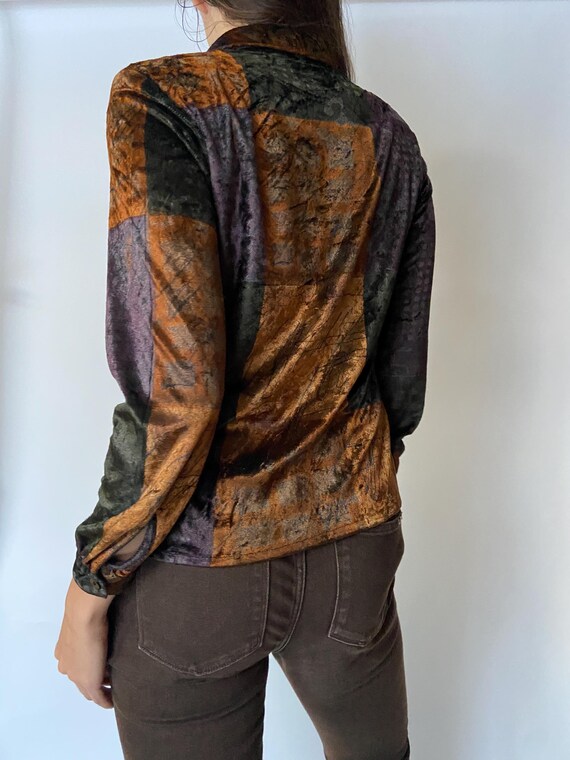 Vintage 90s patchwork button-down /boho hippie ge… - image 5