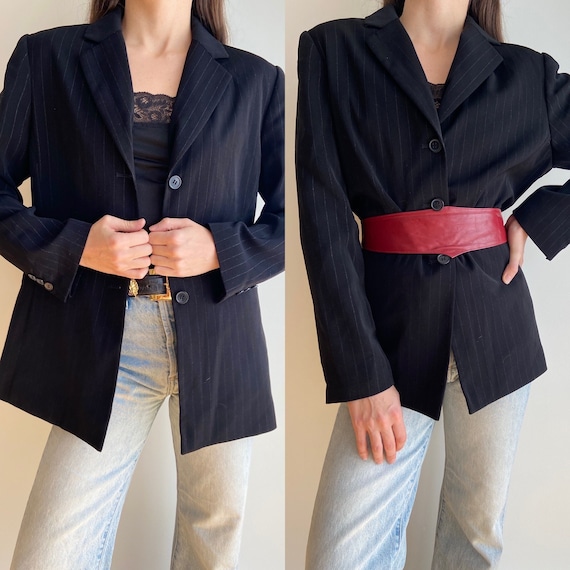 Vintage black pinstriped minimalist blazer   / cl… - image 1