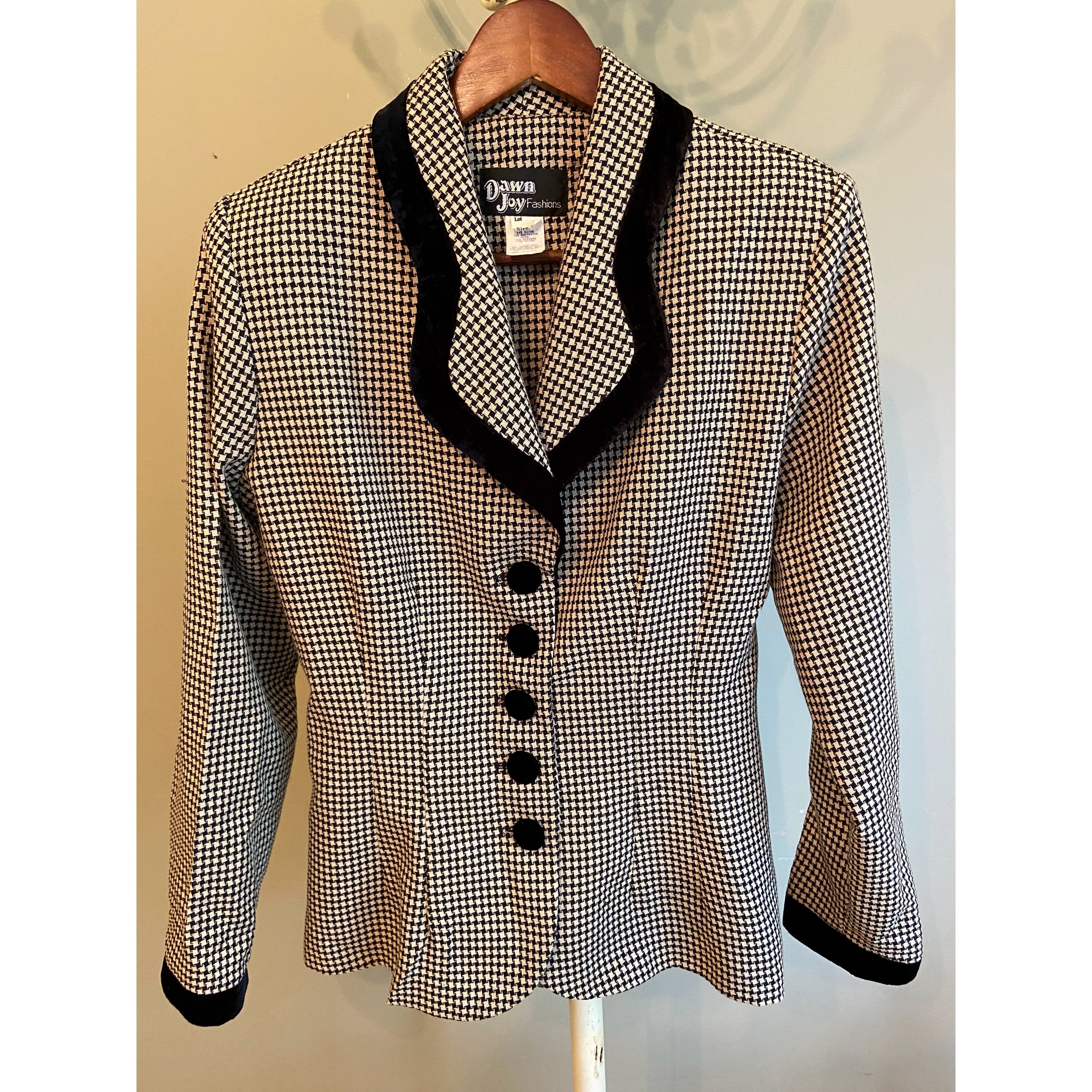 cream checked blazer