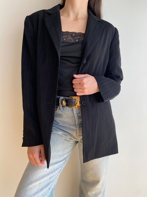 Vintage black pinstriped minimalist blazer   / cl… - image 5