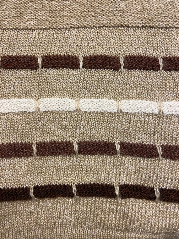 Vintage 90s beige brown striped cardigan / two bu… - image 8