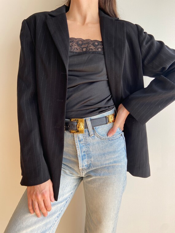 Vintage black pinstriped minimalist blazer   / cl… - image 7