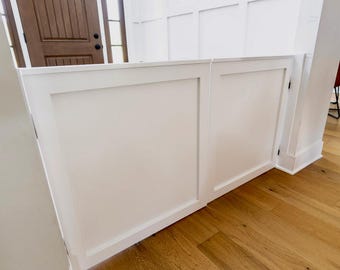 Handmade Extra Wide Wooden Baby Gate – Center Opening, Custom Fit for Large Openings