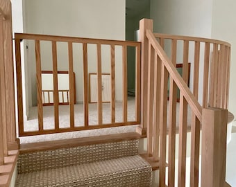 Oak Baby Gate for Stairs | Oak Spindle Baby Gate | Custom Oak Baby Gate for Stairs | Dog Gate | Modern Baby Gate | Stairway gate | Oak Gate