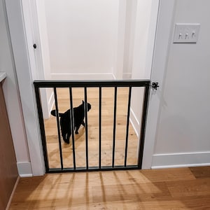 Custom black round spindle wooden gate | Baby gate | Stairway gate| wooden baby gate| Farmhouse gate| Barn door gate| Baby gate for stairs