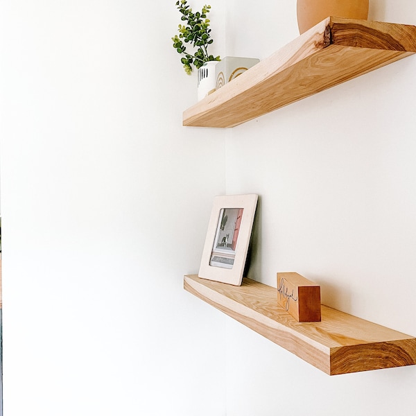 Floating shelves | Hickory floating shelves | Hickory Shelf | Kitchen Floating Shelves | Custom Floating Shelves | Laundry Room Shelves