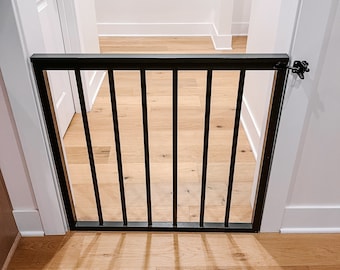 Wrought Iron Railing Baby Gate For Bottom Of Stairs With Banister - Main Image