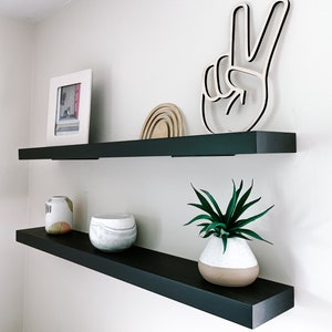 Black solid wood floating shelves | Black floating shelves | Solid floating shelf | Handmade floating shelf | Solid floating shelf