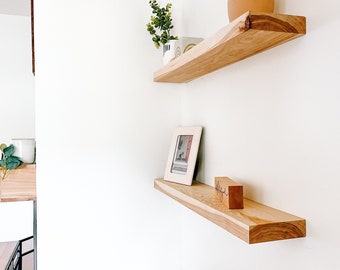 Floating shelves | Hickory floating shelves | Hickory Shelf | Kitchen Floating Shelves | Custom Floating Shelves | Laundry Room Shelves