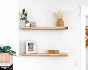 Solid wood floating shelves | Easy to install | Hickory floating shelves | Solid Hickory floating shelf | Handmade shelf | Solid shelf