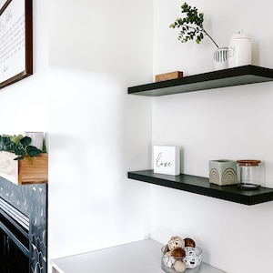 Black Solid Wood Floating Shelves | Painted Black | Handmade Floating ...