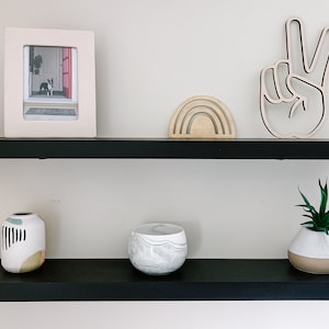 Black solid wood floating shelves | Black floating shelves | Solid floating shelf | Handmade floating shelf | Solid floating shelf