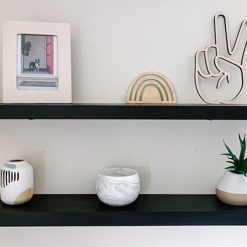 Black Solid Wood Floating Shelves Black Floating Shelves Etsy