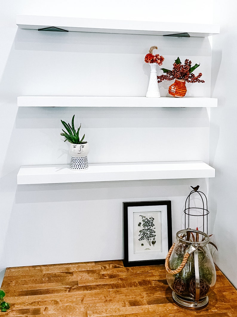White Solid Wood Floating Shelves White Floating Shelves Etsy