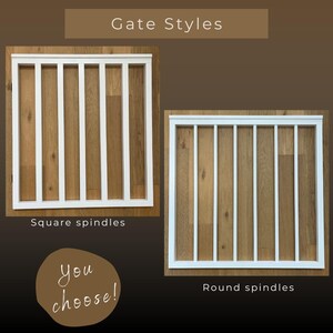Custom spindle wooden gate | Baby gate | Stairway gate| White wooden baby gate| Farmhouse gate| Barn door baby gate| Baby gate for stairs afbeelding 7
