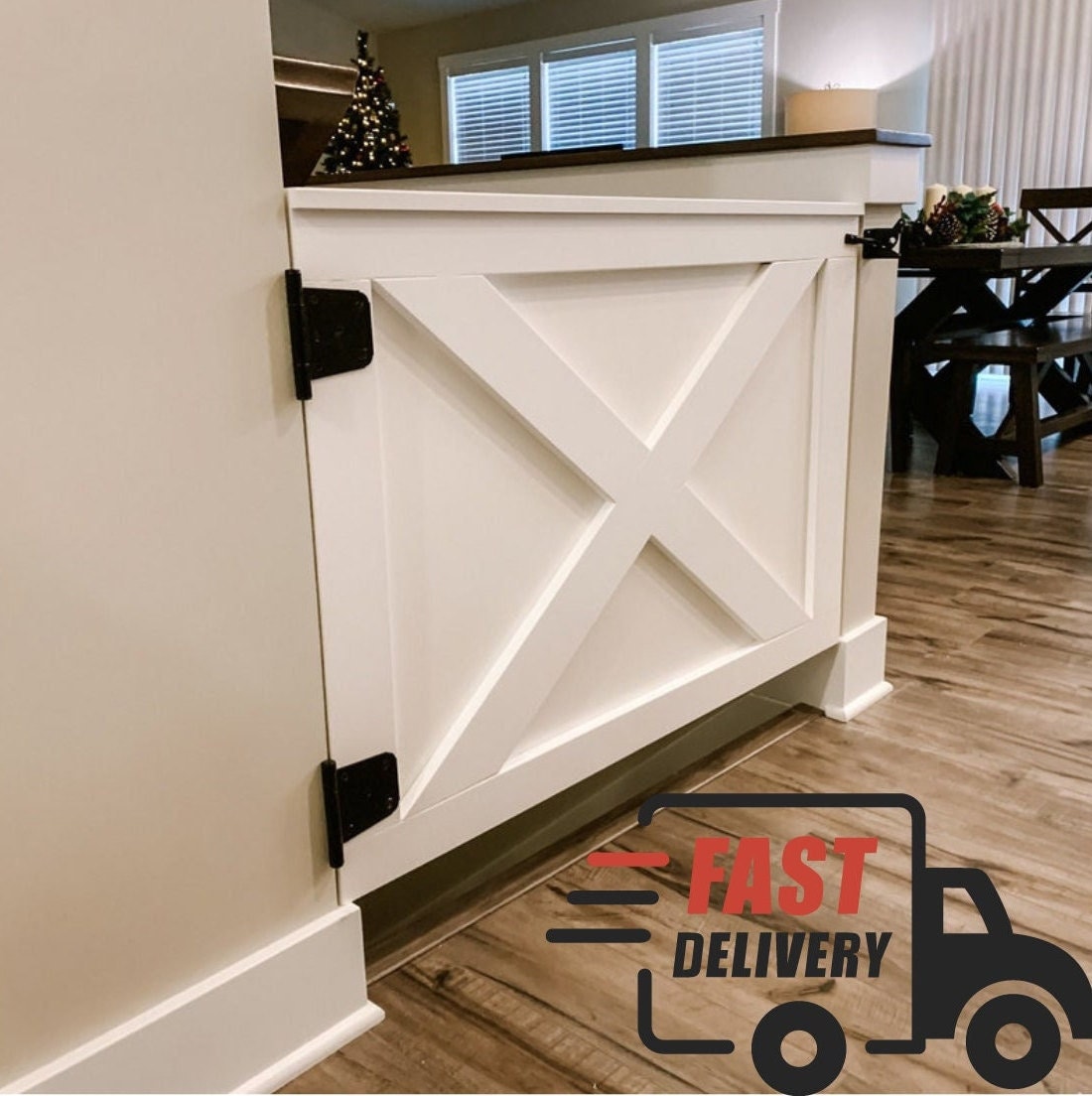 Custom Wooden Baby Gate | Farmhouse Pet Stairway Fast Shipping From Usa