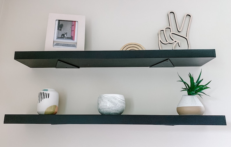 Black Solid Wood Floating Shelves Black Floating Shelves - Etsy