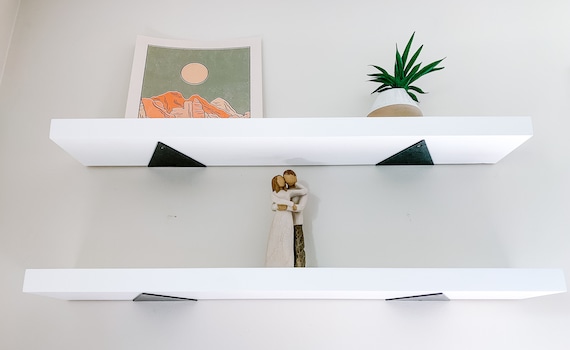 White and online wood floating shelves