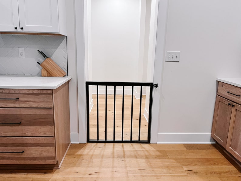 Custom Black Round Spindle Wooden Gate Baby Gate Stairway Etsy