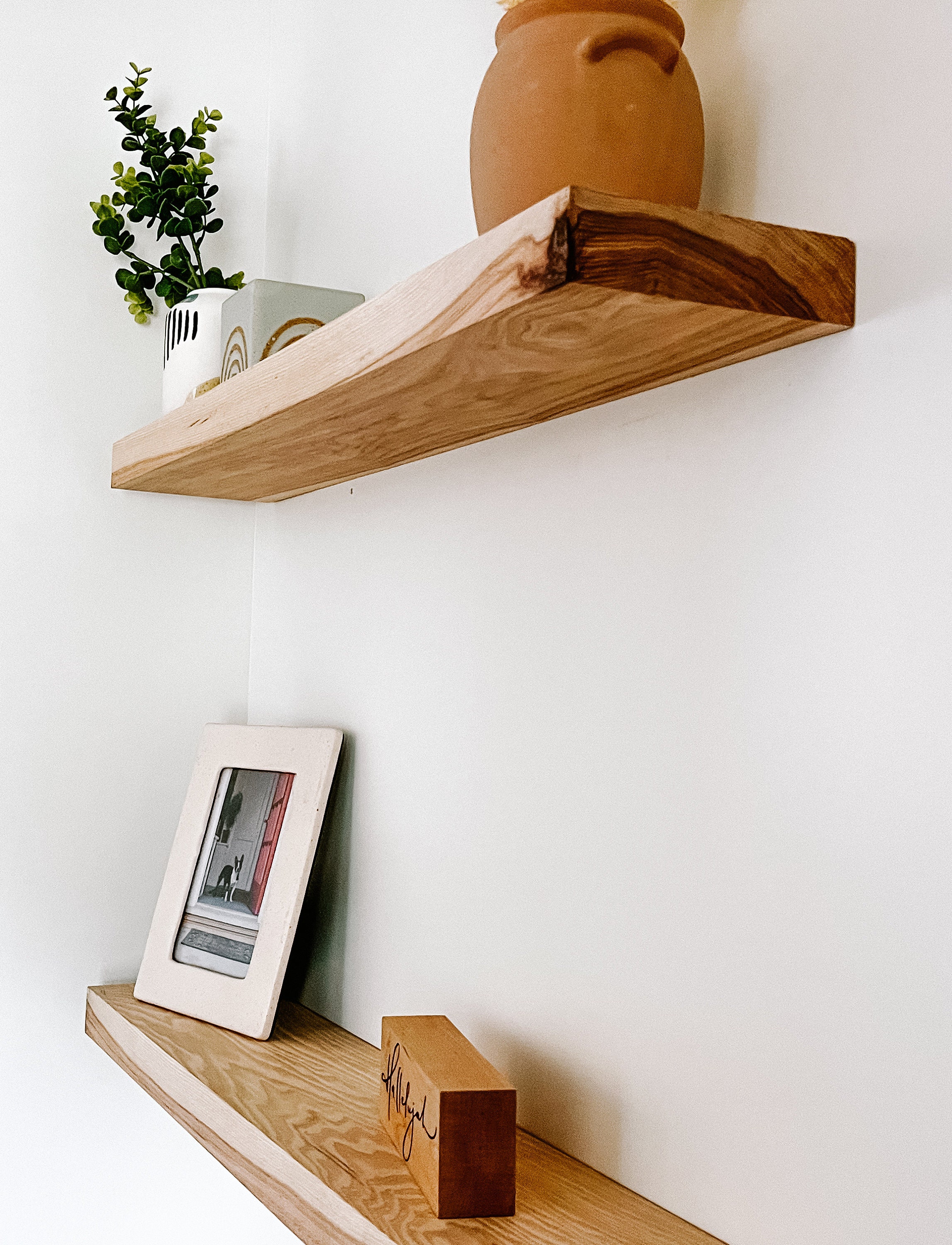 Solid Wood Floating Shelves Easy to Install Hickory Etsy