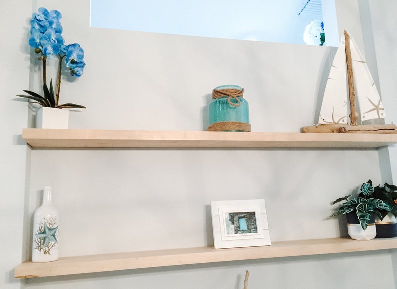 Solid Wood Floating Shelves Easy to Install Maple Floating Etsy