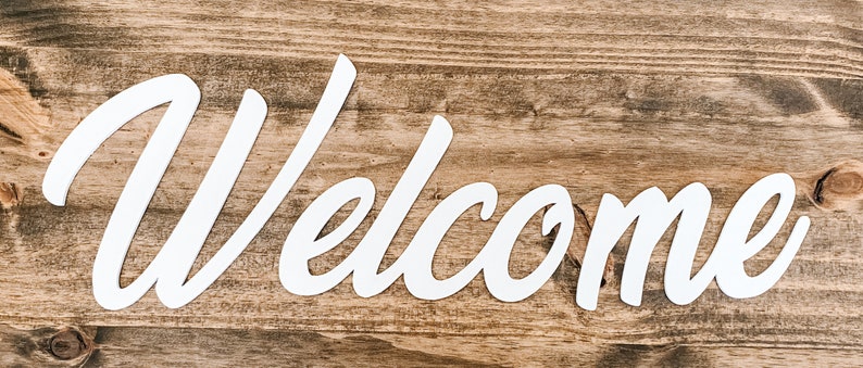 Decor Welcome Word Wall Art Wood Cut