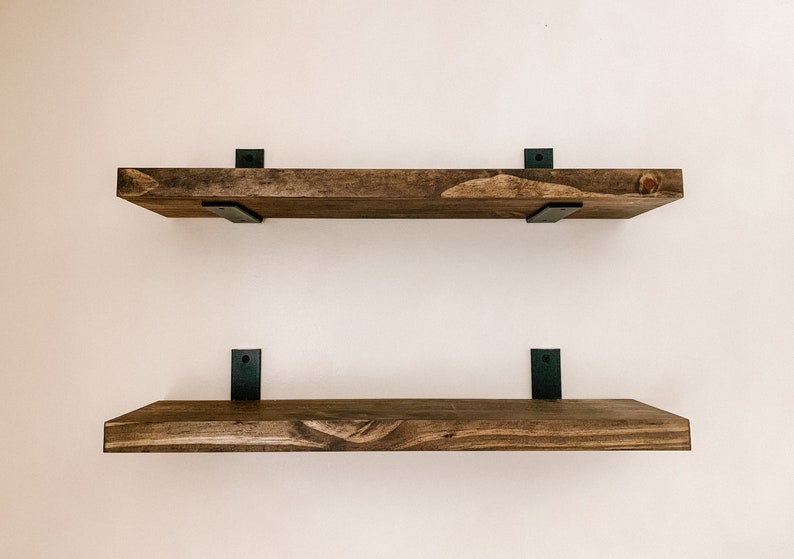 Special Walnut Industrial Wood Shelves Shelves Bracketed Etsy