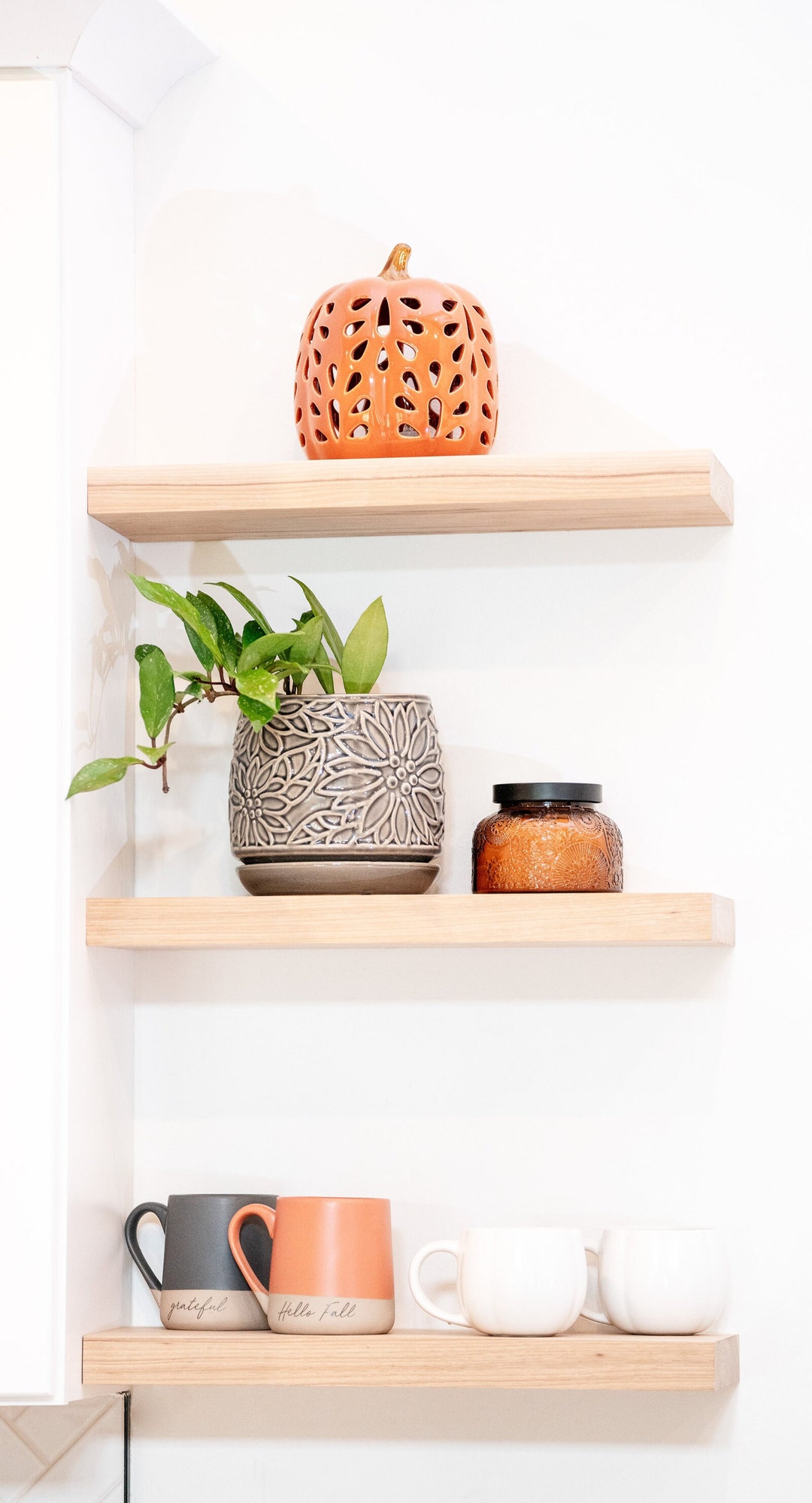 Hickory Floating Shelves Floating Shelves Hickory Shelf Kitchen