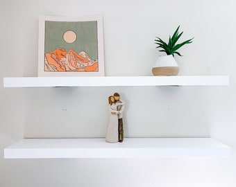 White solid wood floating shelves | White floating shelves | Easy To Mount | Solid wood floating shelf | Handmade floating shelf | Solid