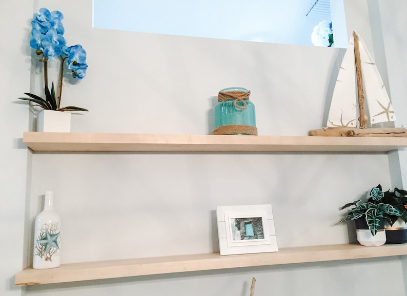 Solid Wood Floating Shelves Easy to Install Maple Floating Etsy