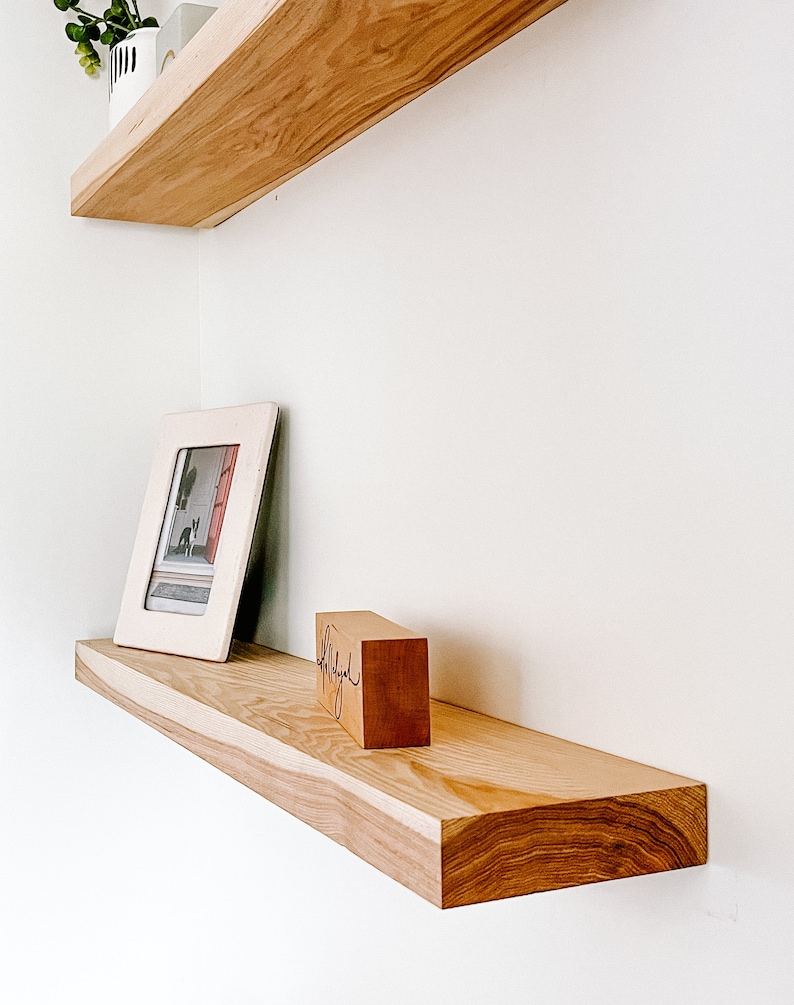 Hickory Floating Shelves Floating Shelves Hickory Shelf Etsy