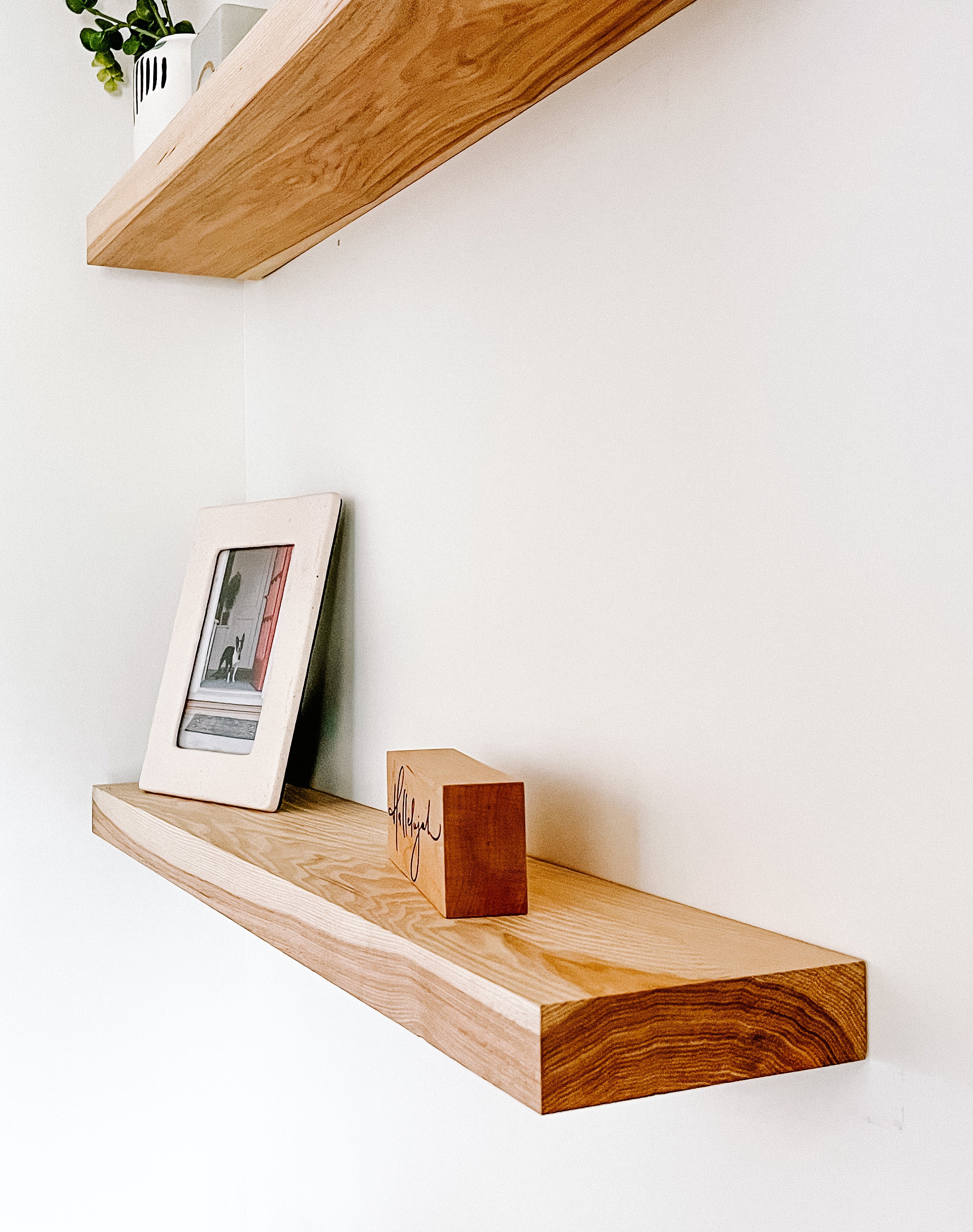 Solid Wood Floating Shelves Easy to Install Hickory Etsy