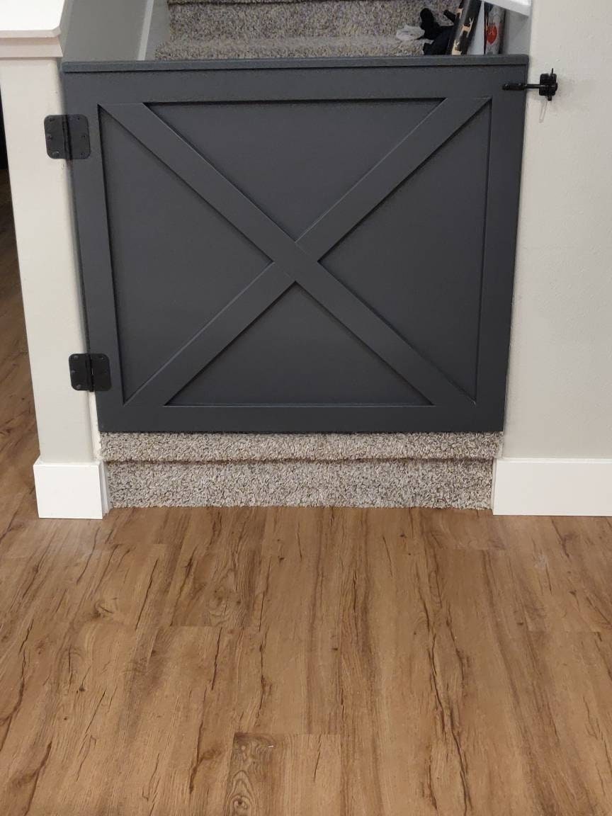 Custom Black Gate | Baby Pet Stairway Gate| Wooden Baby Farmhouse Barn Door For Stairs