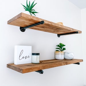Pipe Shelf | Wood floating shelves | Shelves for kitchen | decorative shelves | shelves for bathroom | farmhouse shelves | handmade