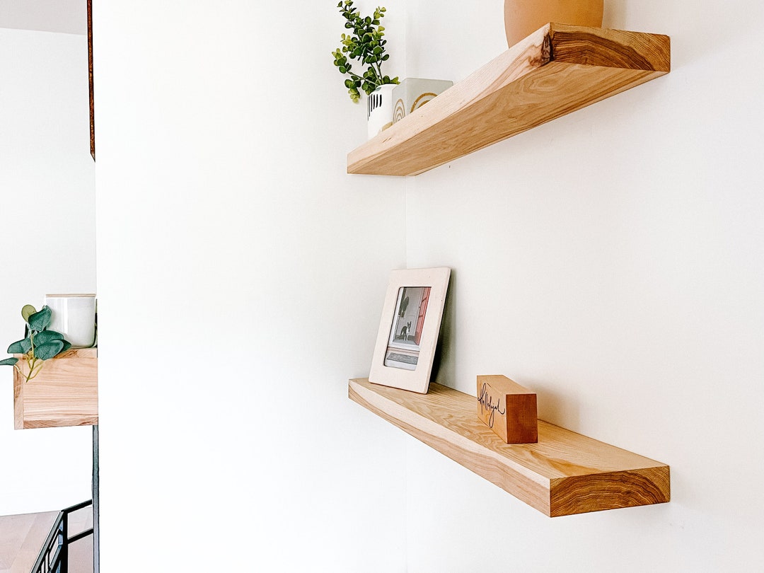 Solid Wood Floating Shelves Easy to Install Hickory Floating Shelves