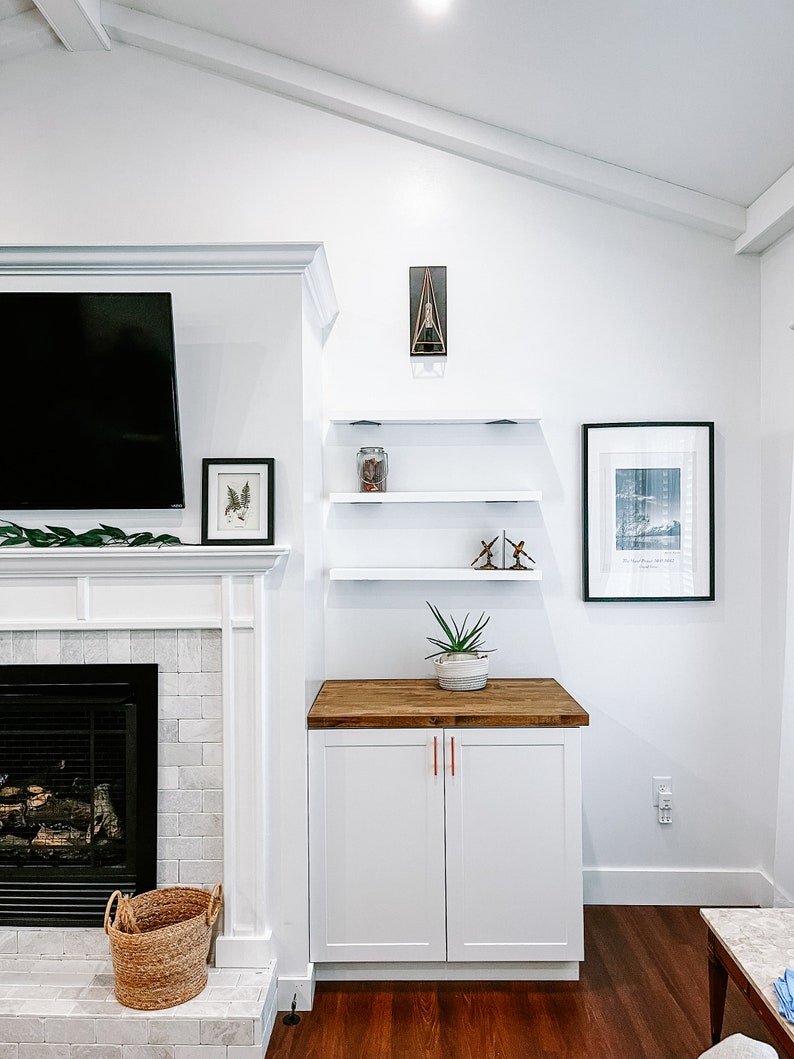 White Solid Wood Floating Shelves White Floating Shelves Etsy