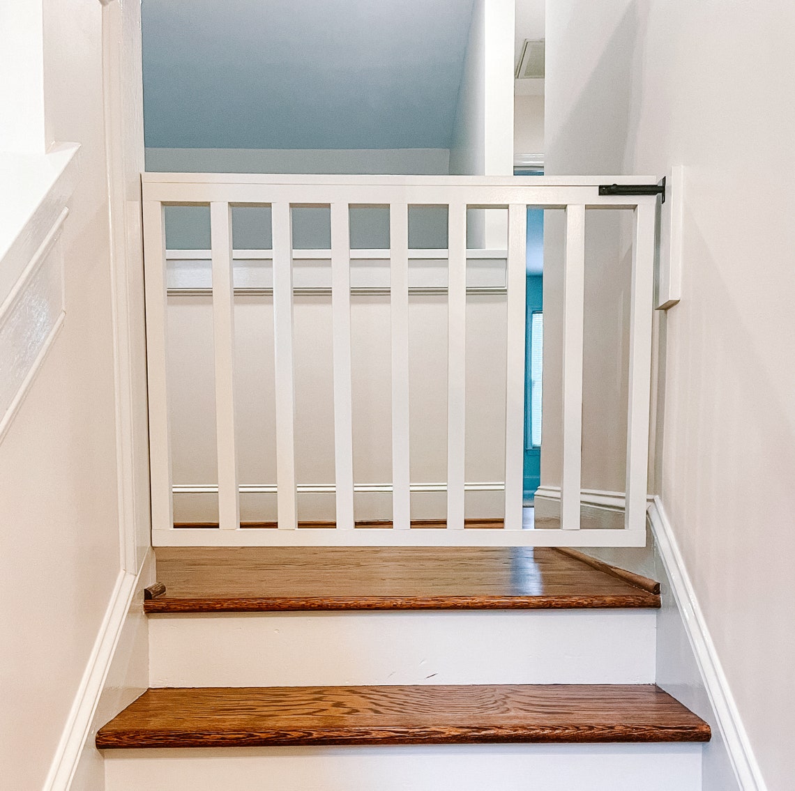 Custom Spindle Wooden Gate Baby Gate Stairway Gate White Etsy