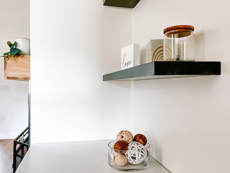 Black Solid Wood Floating Shelves Black Floating Shelves Etsy